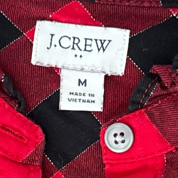J CREW Buffalo Flannel Blouse Red Plaid Long Sleeve Preppy Buttoned Women’s Sz M - Picture 7 of 9